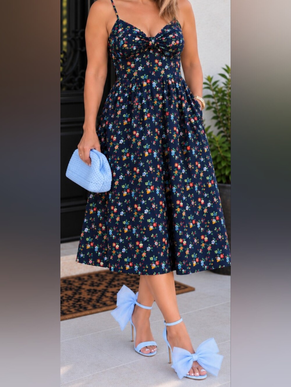 Navy Floral Circle Skirt